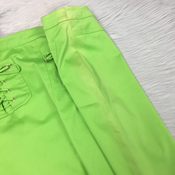 ESCADA Neon Green Straight Pencil Skirt Lac-Up Pockets Women’s Size 40 US M - Picture 12 of 14